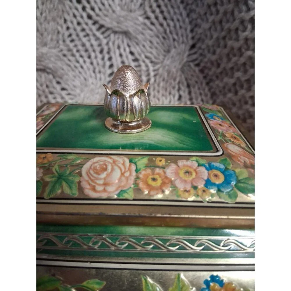 Vintage Blue Bird Confectionery Tin Box W/ Floral Design & Lid Harry Vincent Ltd